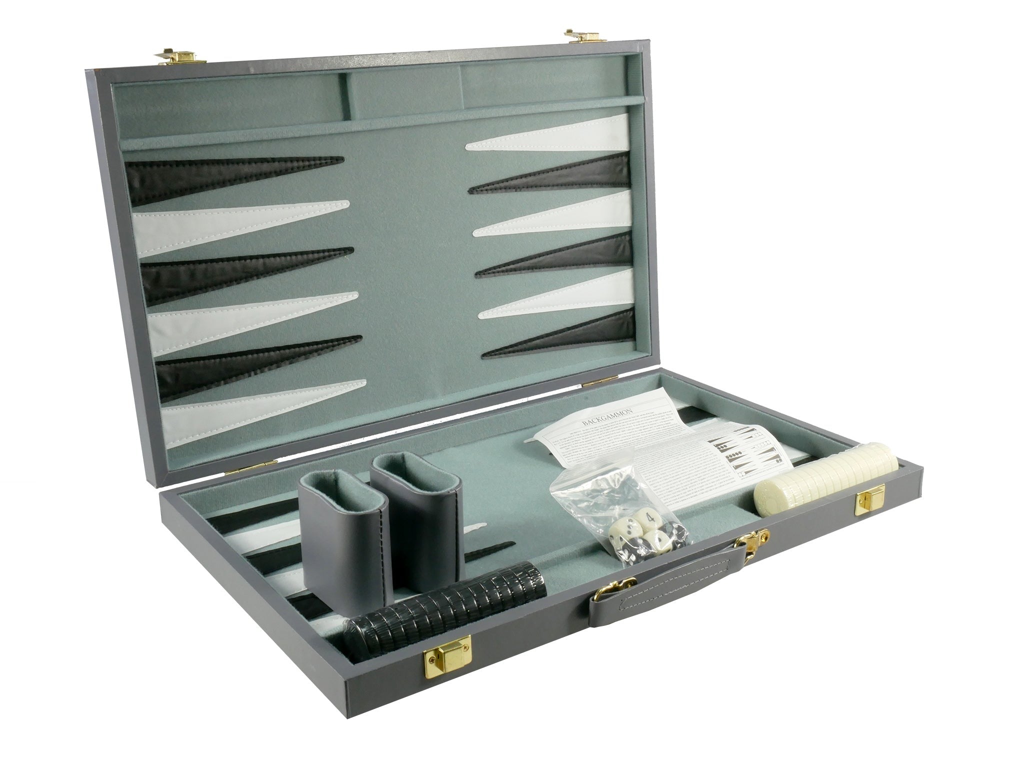 Backgammon - 15" Grey Vinyl Backgammon Set