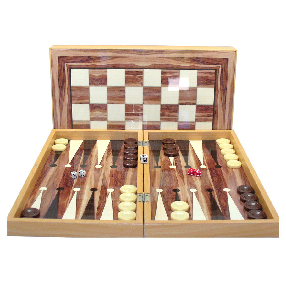 Backgammon Set - 19" Walnut Decoupage