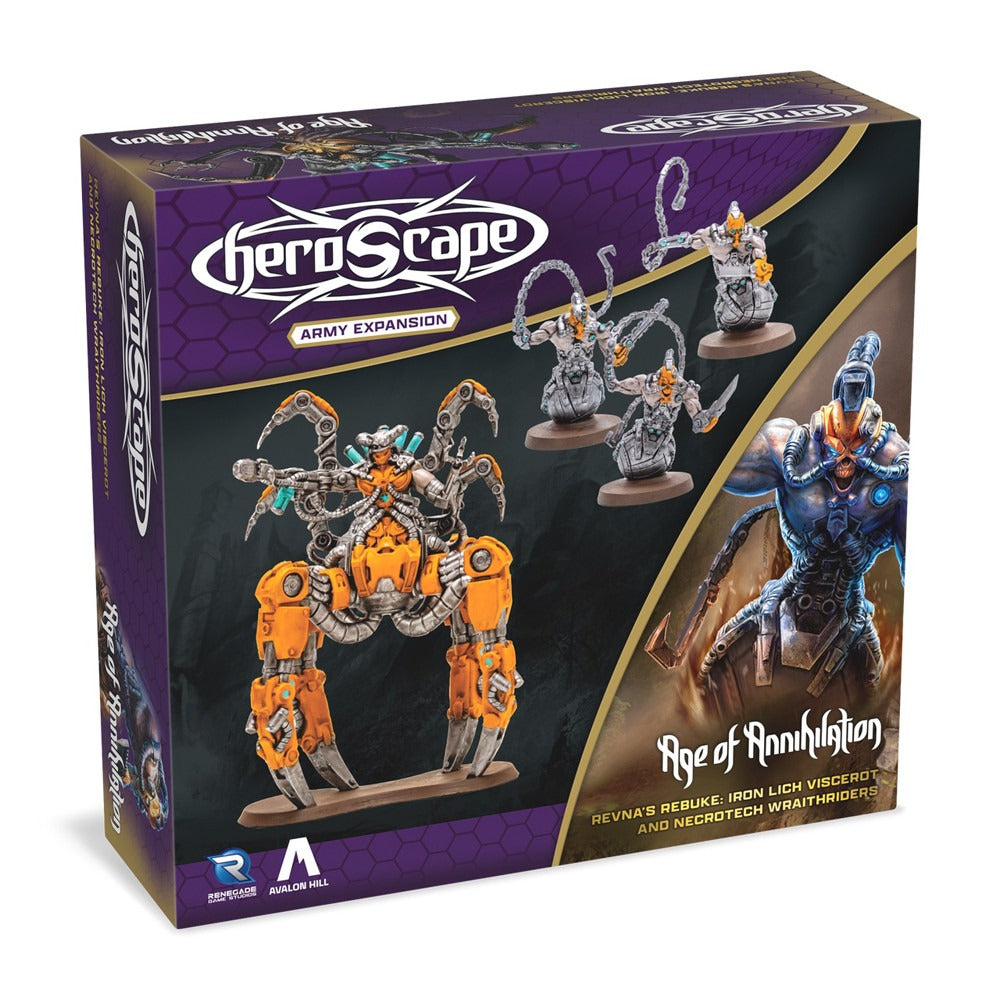 Heroscape: Revna's Rebuke - Iron Lich Viscerot and Necrotech Wraithriders Army Expansion (Painted)