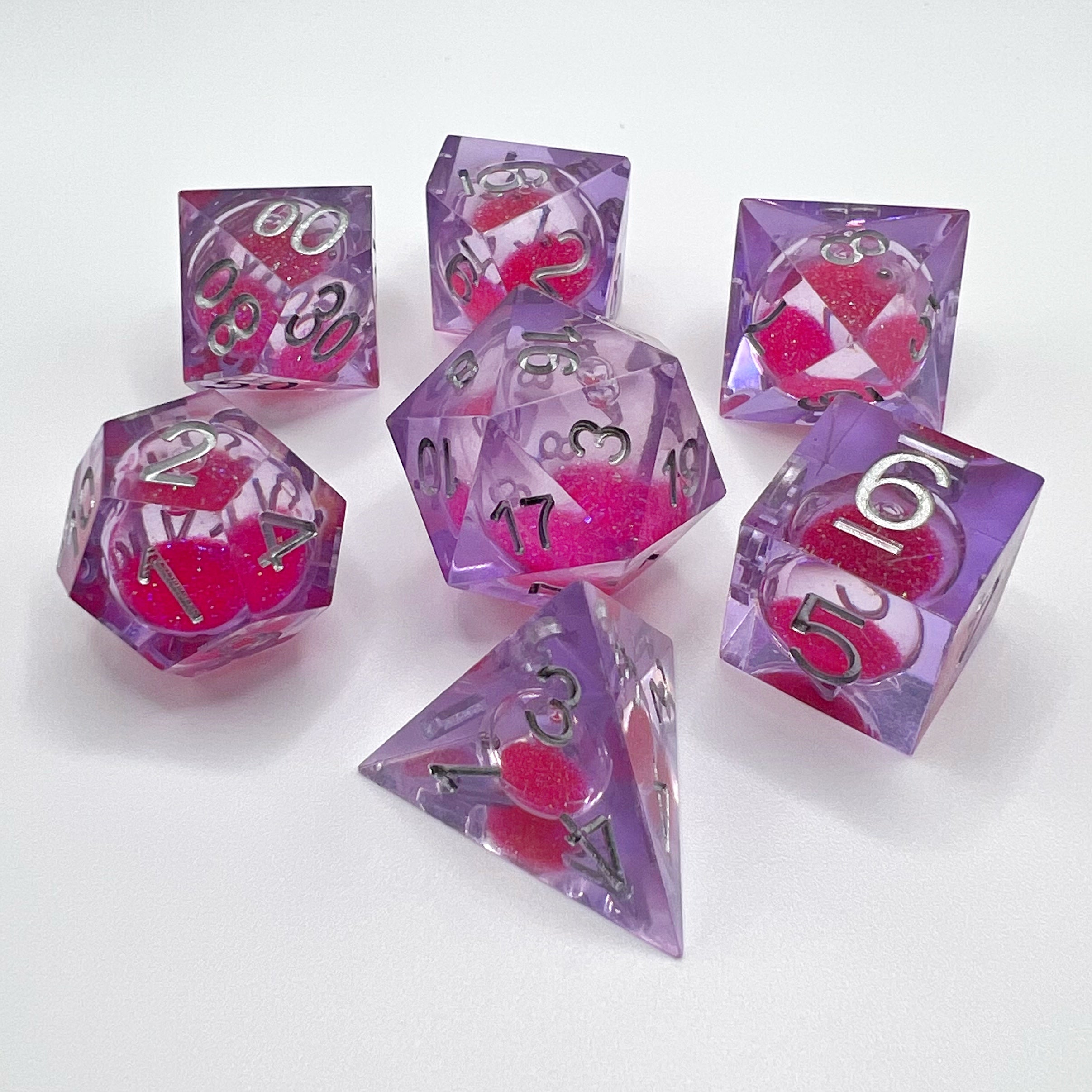 Quicksand Liquid Core Dice Set - Light Purple w/ Silver
