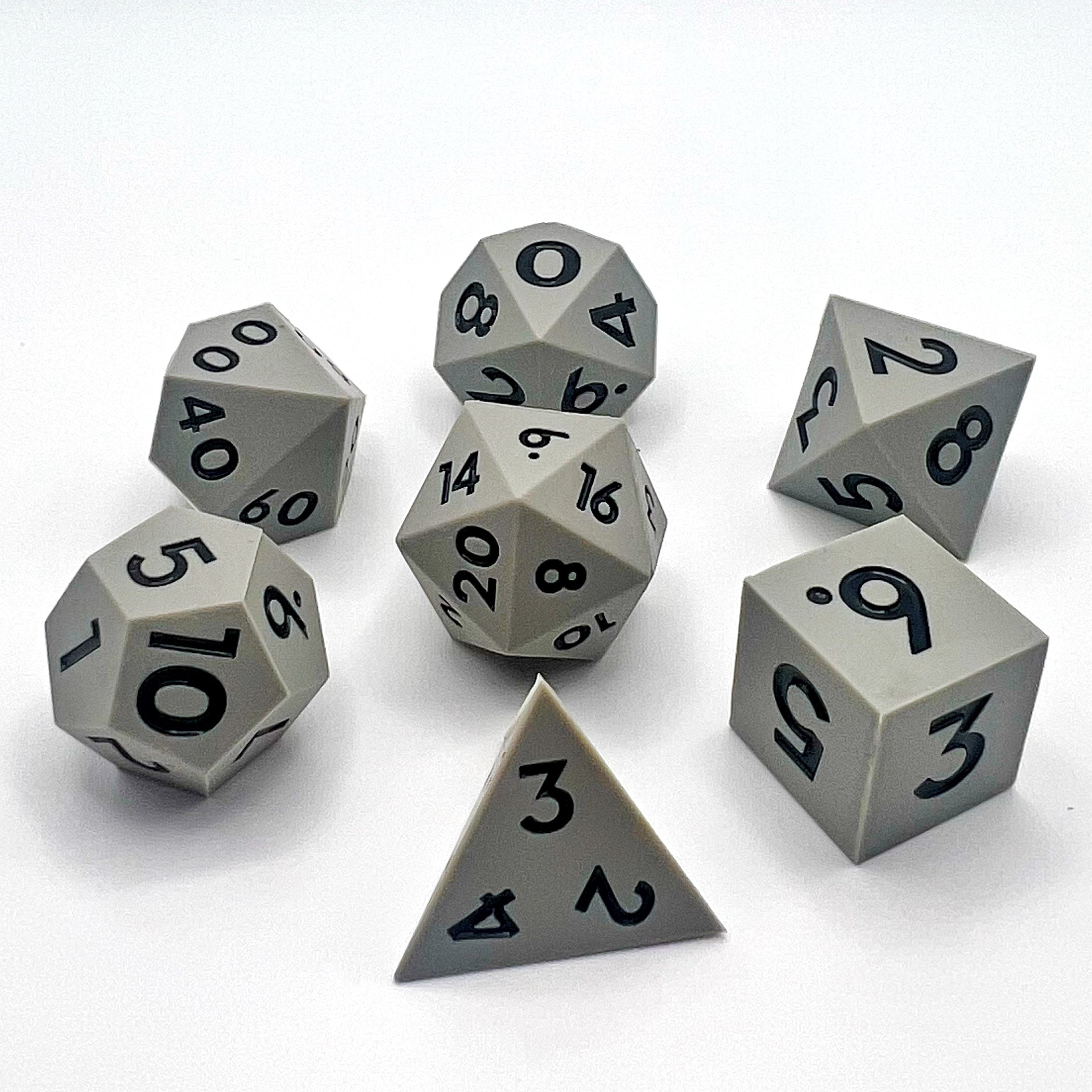 Silicone Sharp Edge Dice Set - Grey w/ Black