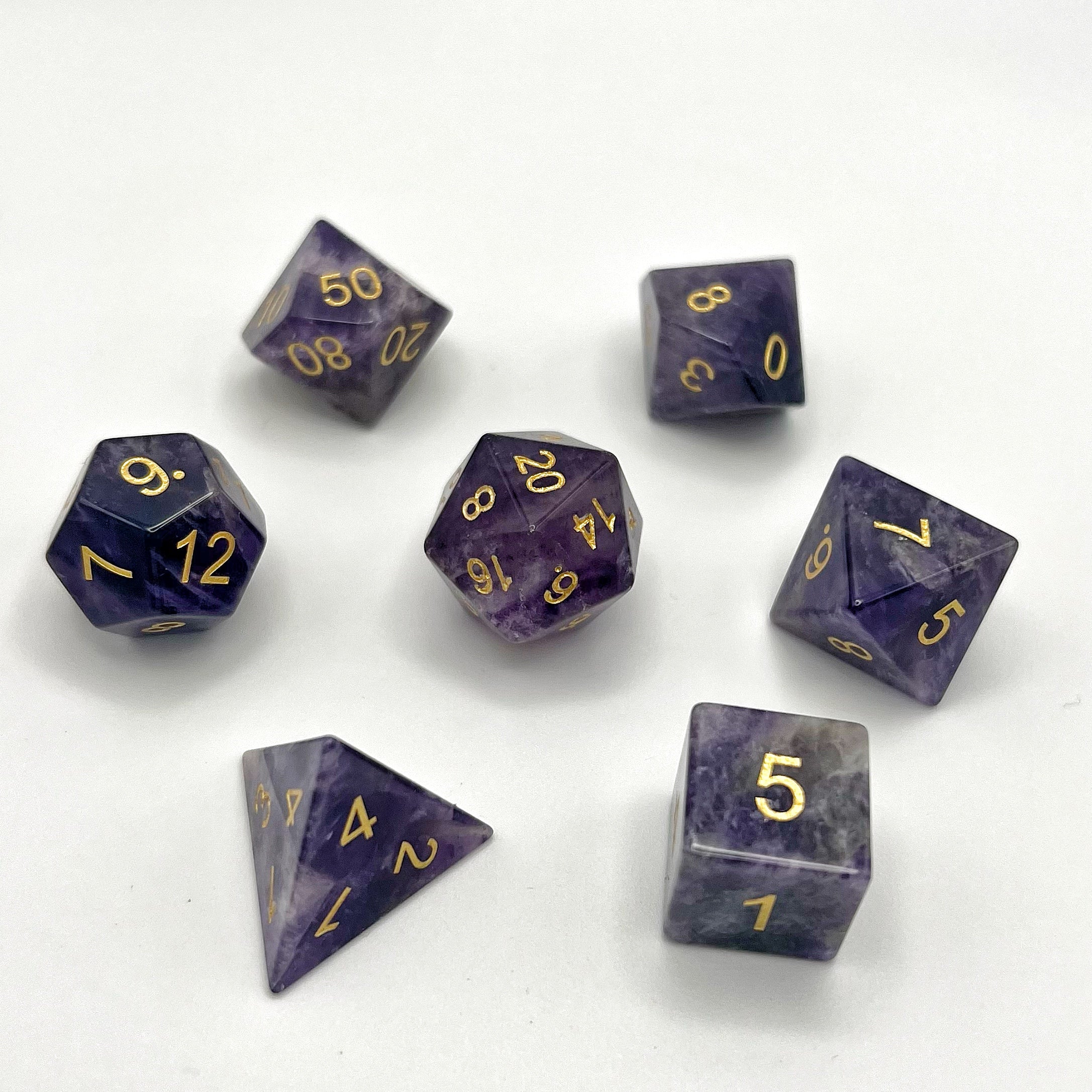 Stone Dice Set - Natural Amethyst
