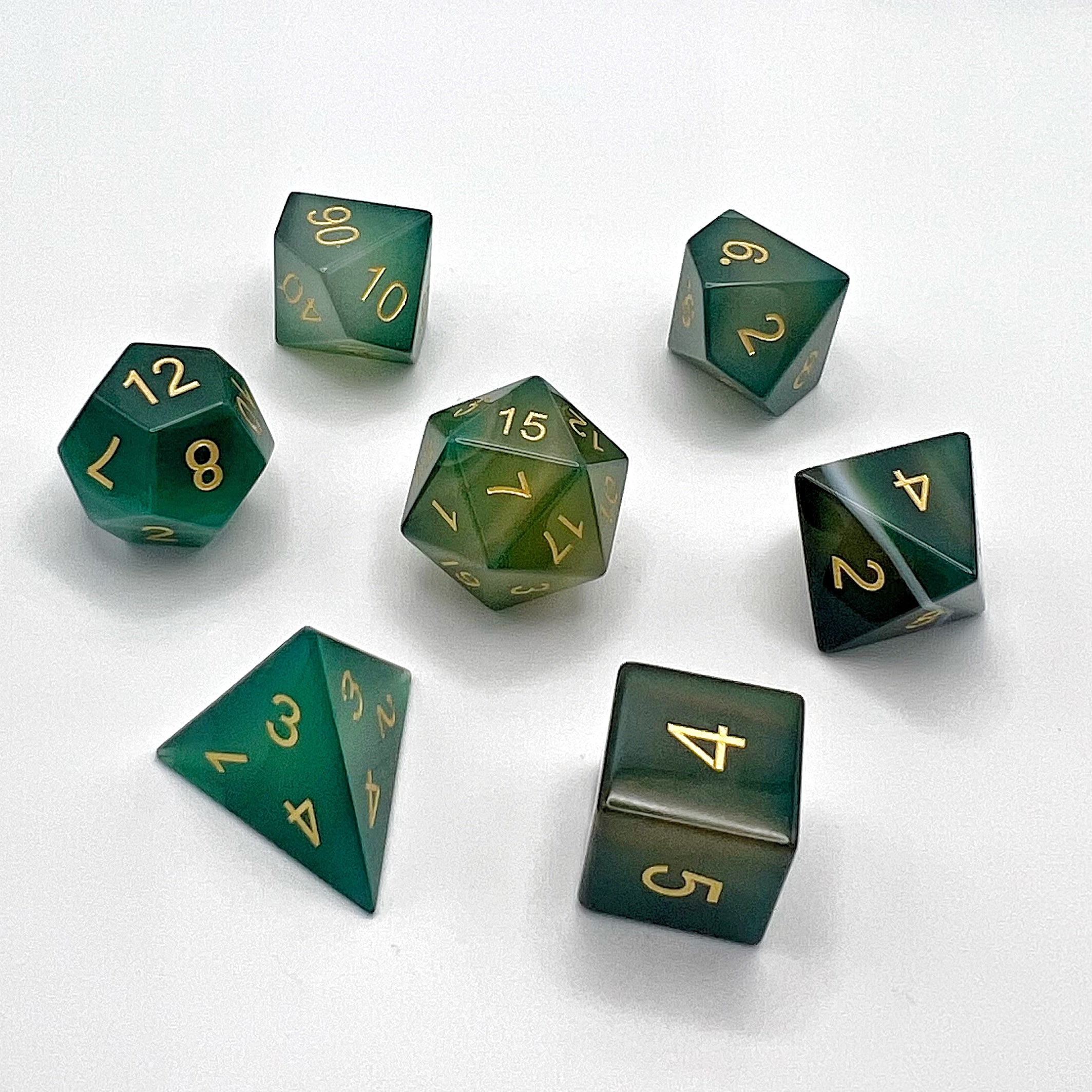 Stone Dice Set - Natural Stone Green