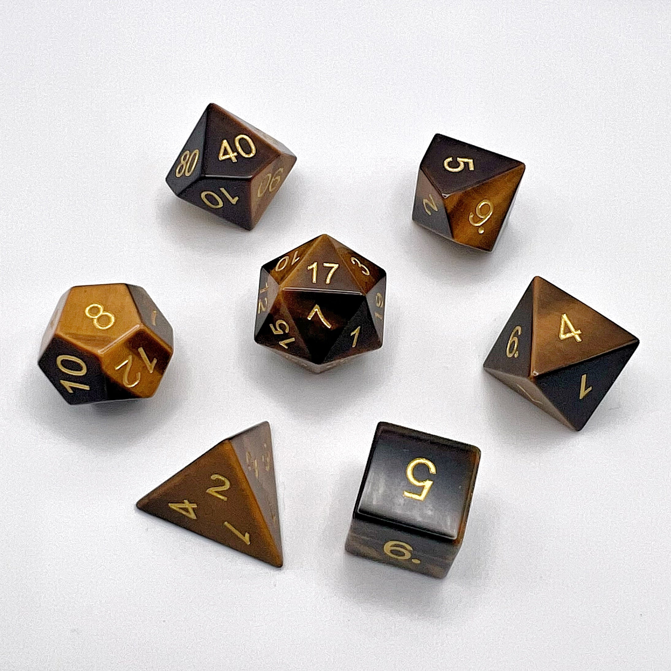 Stone Dice Set - Natural Tiger Eye